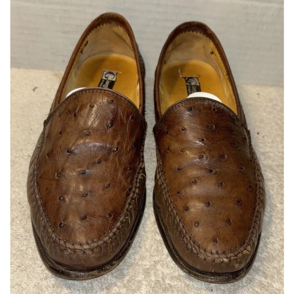 Giorgio’s of palm beach genuine ostrich Leather Men Shoes Sz 8.5 Brown Italy